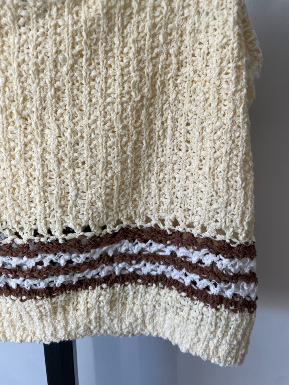 NEW Little Moon Bryony Boho Knit Crochet Cropped Tank Top Yellow Brown - Picture 5 of 7